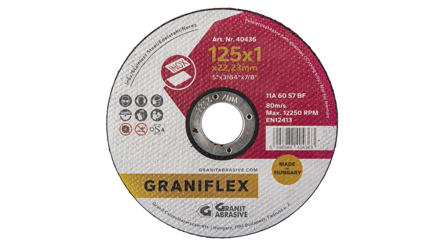 Image of Graniflex vágókorong 125 x 22 x 1,0 mm (Szénacél, Inox)