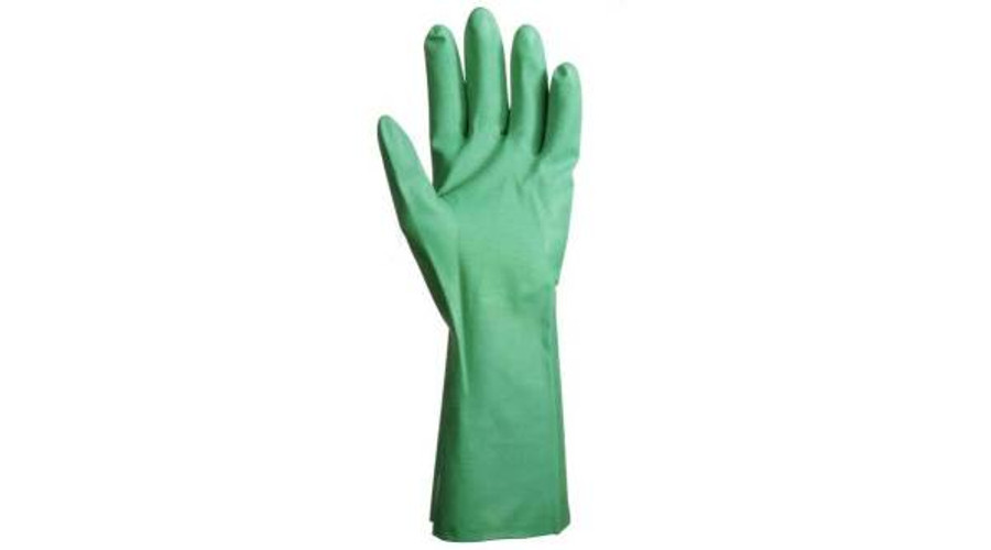 Image of Nitril Plus zöld sav-, lúg-, olaj-, zsír- és vegyszerálló kesztyű, 33 cm