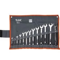 Csillag-villás kulcs klt., CrV., elliptikus, vászon tartóban ; 13db, 6-22mm