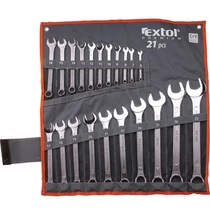 Csillag-villás kulcs klt., CrV., vászon tartóban; 21db, 6-32mm