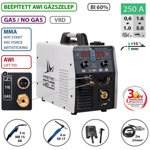 MASTRO MIG-250 multifunkciós hegesztő inverter