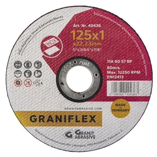 Graniflex vágókorong 125 x 22 x 1,0 mm (Szénacél, Inox)