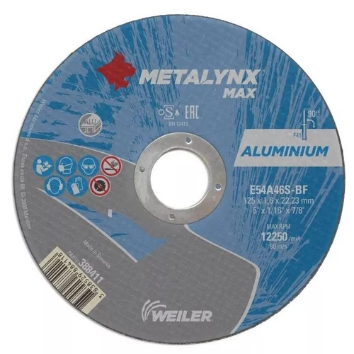 Weiler Metalynx Max Vágókorong 125 x 22 x 1,0 mm (Alumínium)